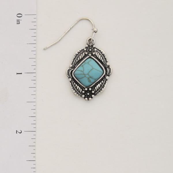 WESTERN STYLE TURQUOISE BEAD DANGLE EARRING