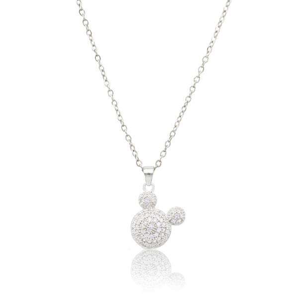 CUTE EAR HEAD RHINESTONE PENDANT NECKLACE