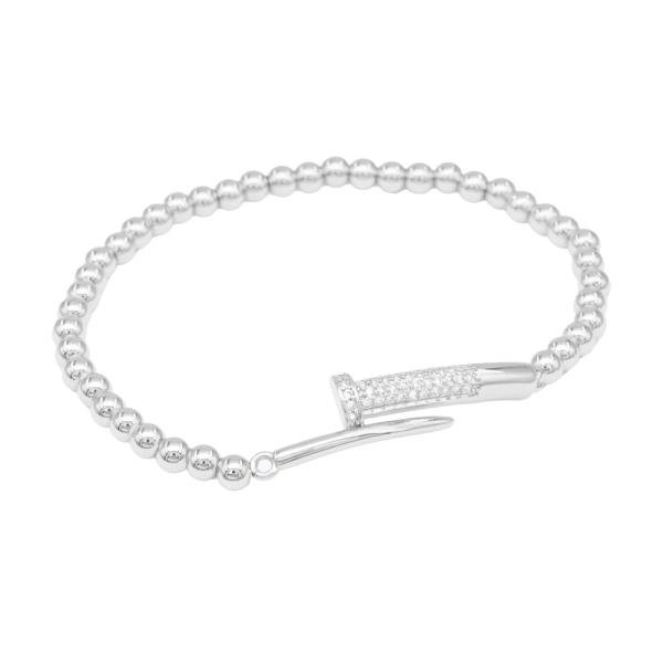 STAINLESS STEEL BALL NAIL STRETCH BRACELET