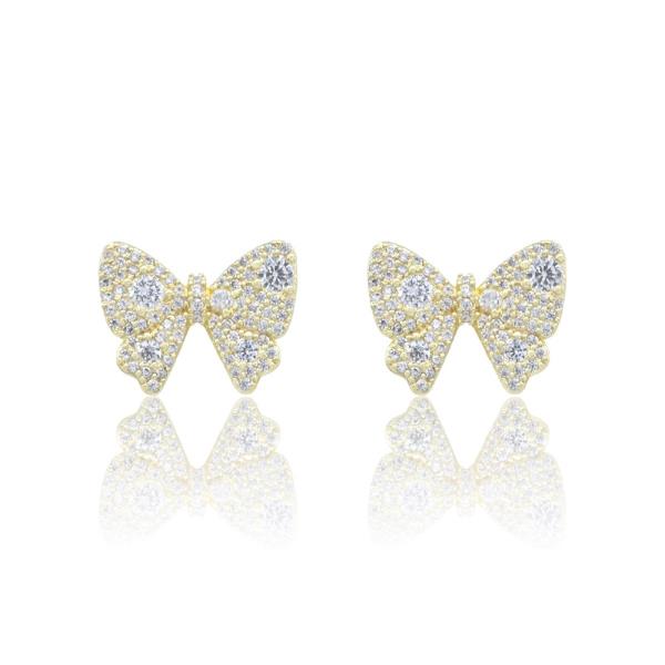 RIBBON PAVE CZ STUD EARRING