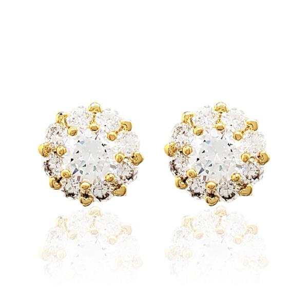 FLOWER ROUND CZ STUD EARRING