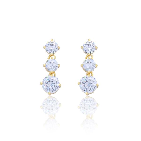 THREE CIRCLE CZ DANGLE EARRING