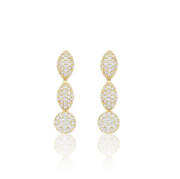 THREE OVAL DANGLE CZ EARRING