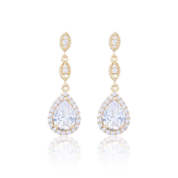 LONG TEARDROP CZ EARRING