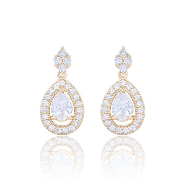 TEARDROP CZ DANGLE EARRING