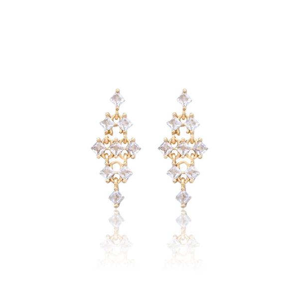 DIAMOND SHAPE CZ DANGLE EARRING