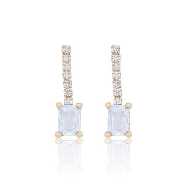 RECTANGLE CZ DANGLE EARRING