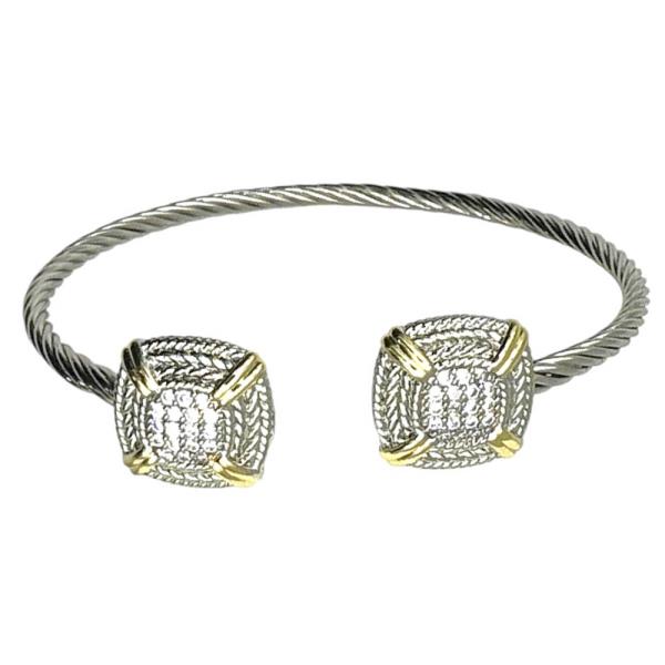 TWO TONE DOUBLE SQUARE CUFF BRACELET