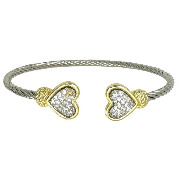 TWO TONE HEART CUFF BRACELET