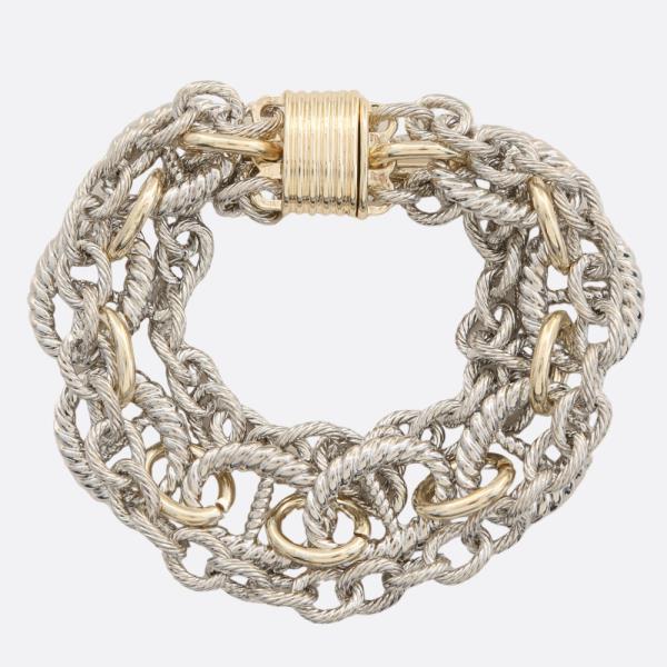 ROPE OVAL LINK TWO TONE METAL BRACELET