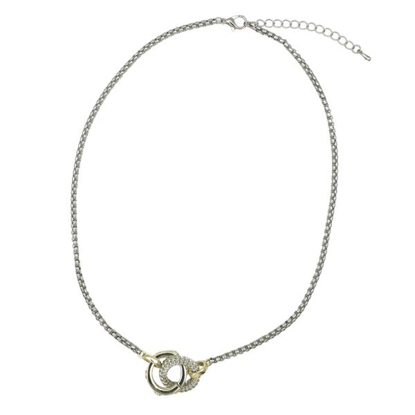 TWO TONE DOUBLE RING NECKLACE