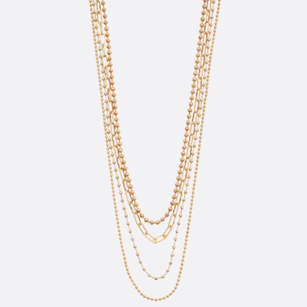 SDJ OVAL BALL LINK LAYERED METAL NECKLACE