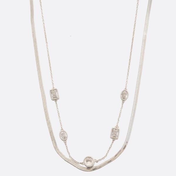 SDJ CIRCLE SQUARE LINK LAYERED NECKLACE