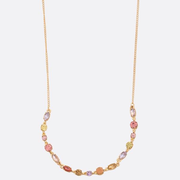 SDJ CRYSTAL CURVE BAR NECKLACE