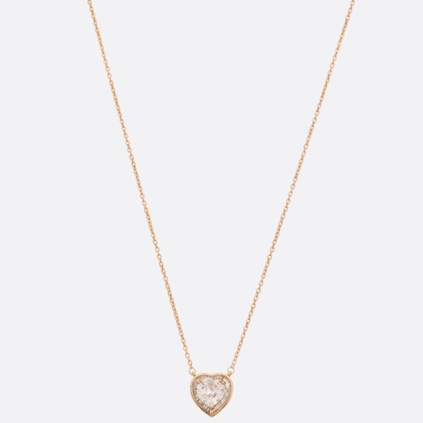 SDJ CZ HEART CHARM METAL NECKLACE