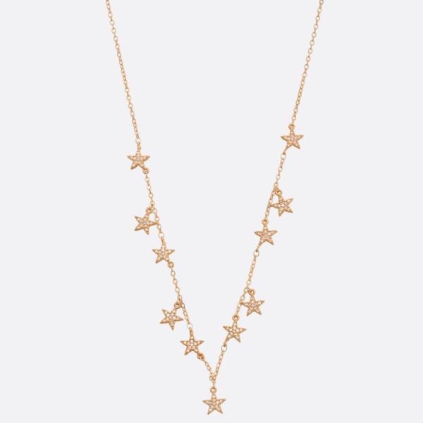 SDJ STAR CZ STATION NECKLACE