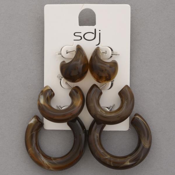 SDJ MARBLE OPEN HOOP ASSORTED EARRING SET