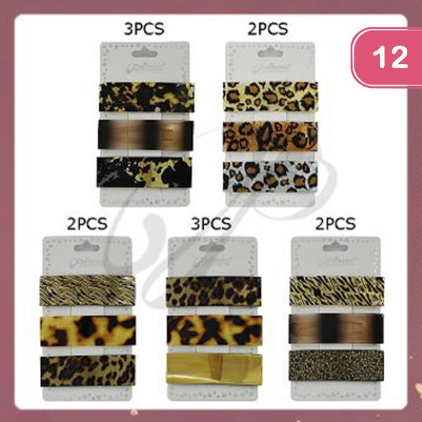 ANIMAL PRINT HAIR PIN 3 PC SET (12 UNITS)