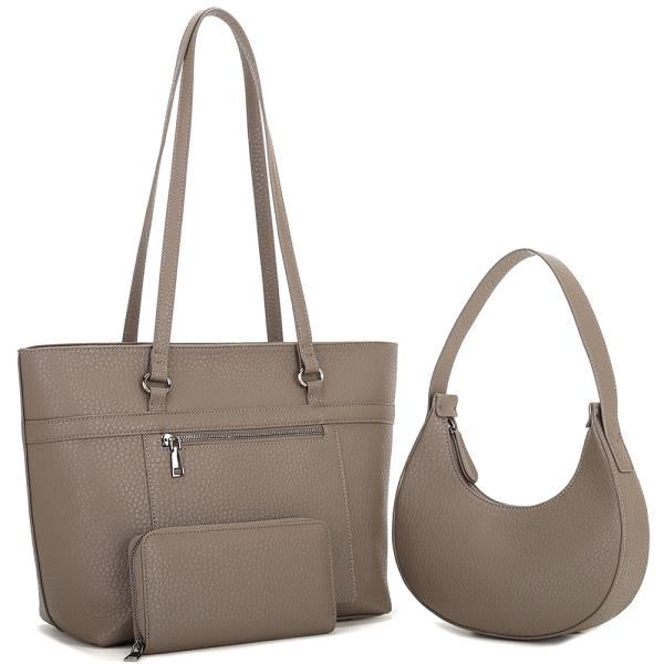 3IN1 SMOOTH TOTE BAG W SHOULDER AND WALLET SET