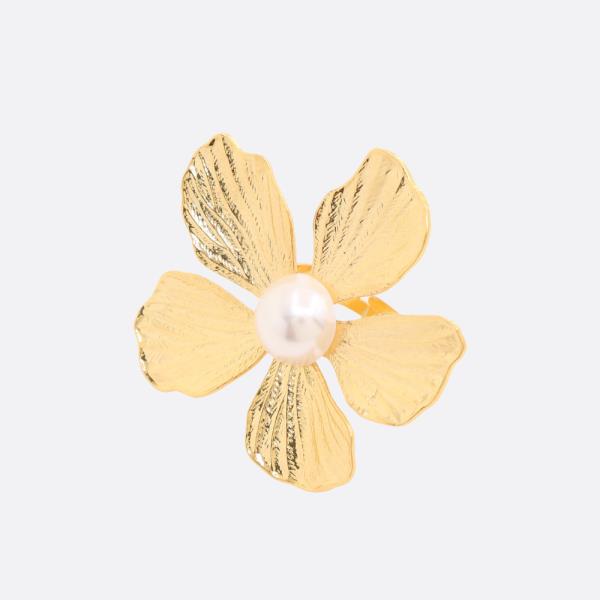 FLOWER PEARL BEAD ADJUSTABLE RING