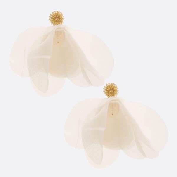 FABRIC PETAL METAL BEAD EARRING