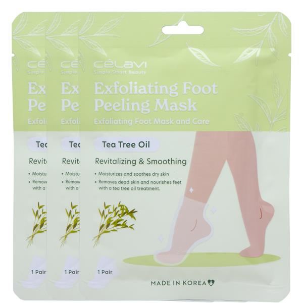 CELAVI EXFOLIATING FOOT PEELING MASK SET TEA TREE OIL