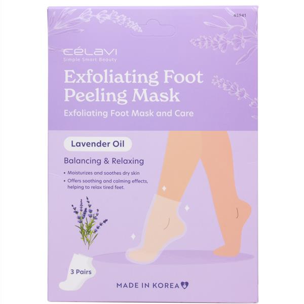 CELAVI EXFOLIATING FOOT PEELING MASK SET LAVENDER OIL