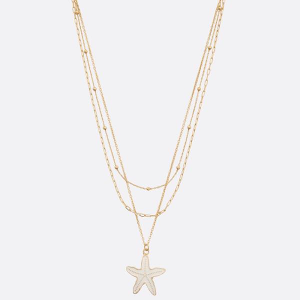 STARFISH PENDANT LAYERED NECKLACE