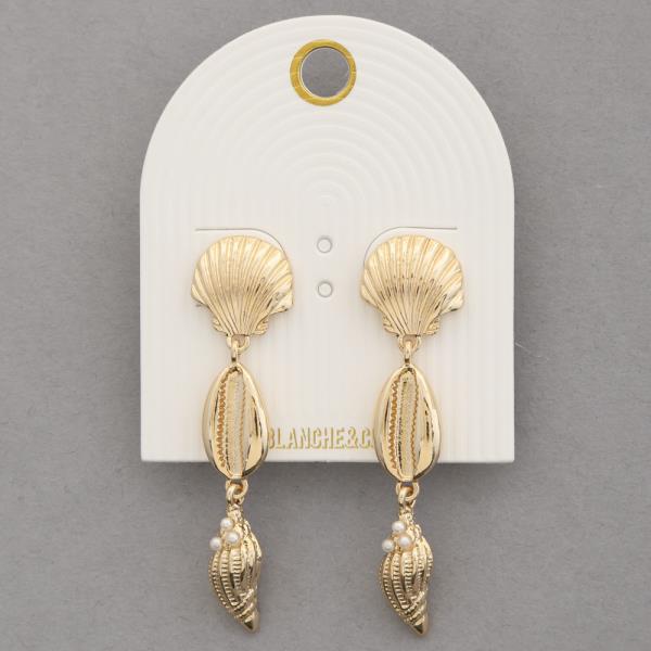 METAL SEA LIFE SHELL DROP EARRING