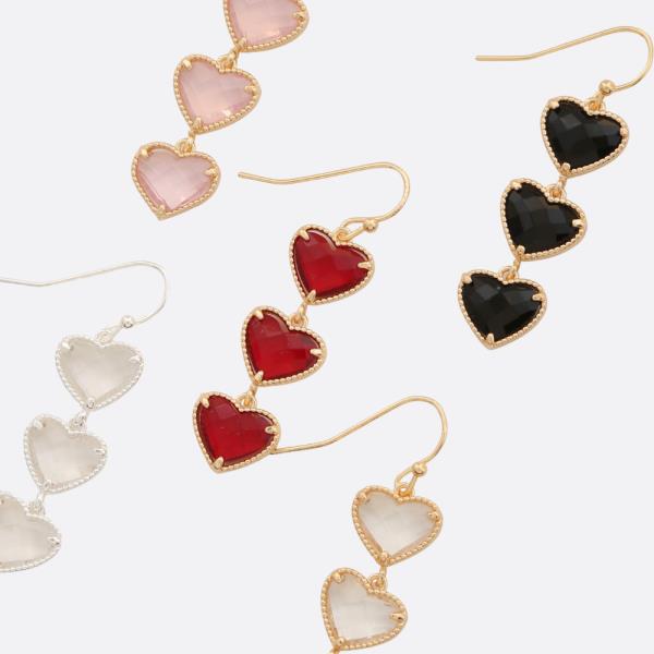 TRIPLE HEART DANGLE EARRING