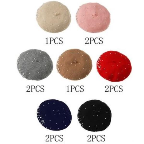 (ONLINE ONLY) PEARL & RHINESTONE FELT BERET HAT (12 UNITS)