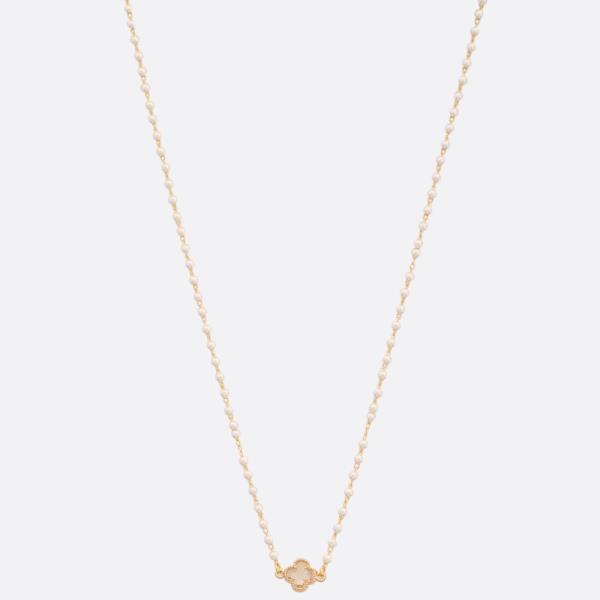 SODAJO CLOVER CHARM BEADED NECKLACE