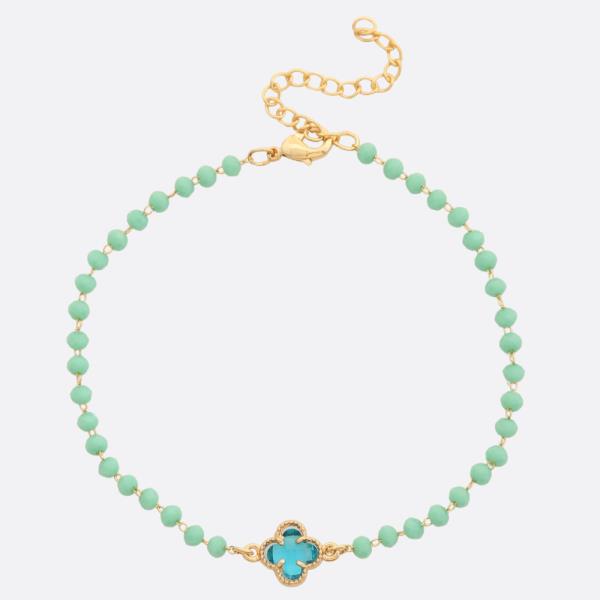 SODAJO CLOVER CHARM BEADED BRACELET