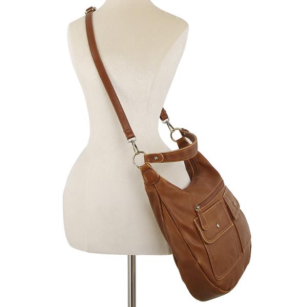 (ONLINE ONLY) Stylish front pocket zipper shoulder hobo bag