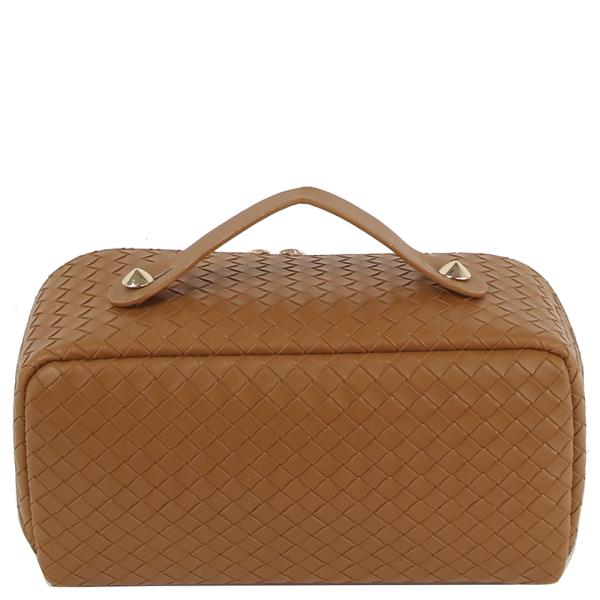 (ONLINE ONLY) Woven design handle travel cosmetic bag