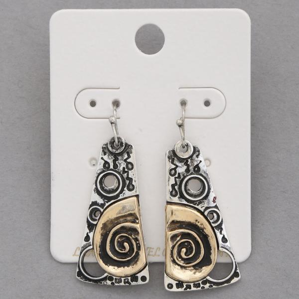 TWO TONE METAL DANGLE EARRING