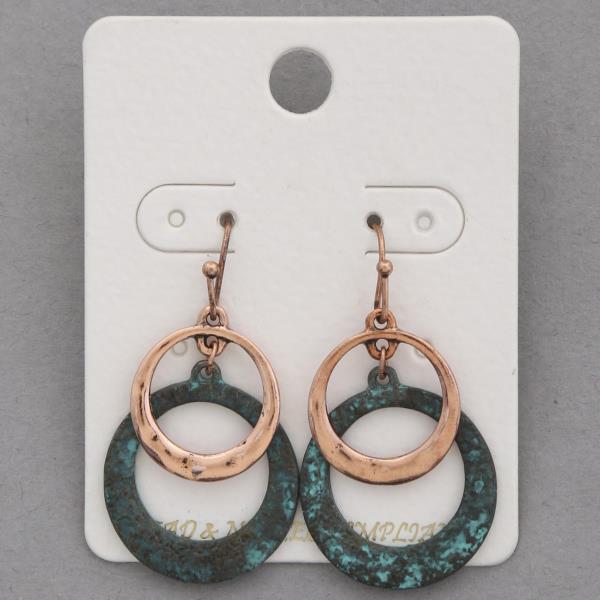 TWO TONE DOUBLE CIRCLE LINK DANGLE EARRING