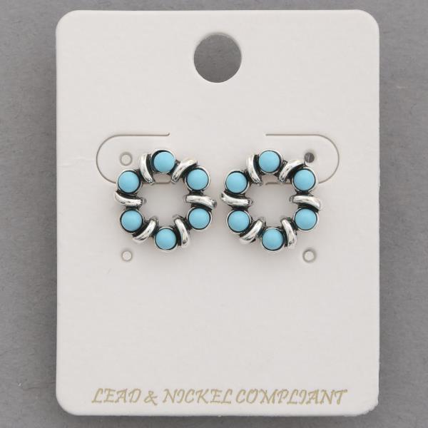 TURQUOISE BEAD ROUND EARRING