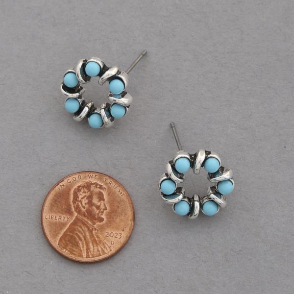 TURQUOISE BEAD ROUND EARRING