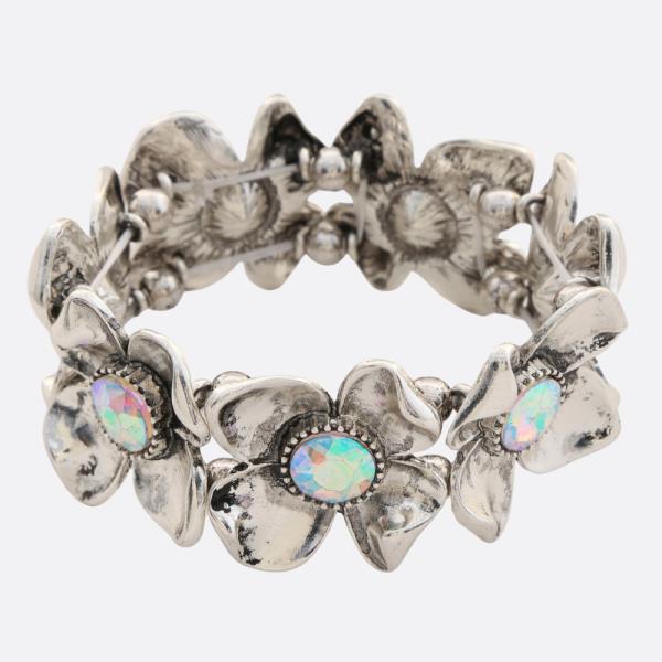 FLOWER RHINESTONE STRETCH BRACELET