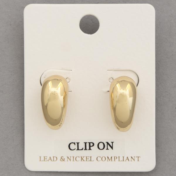 OVAL METAL CLIP ON EARRING