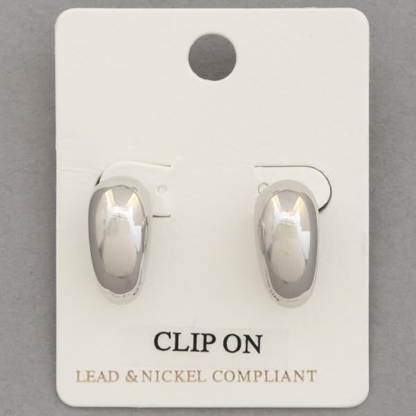 OVAL METAL CLIP ON EARRING