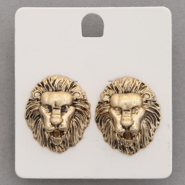 LION HEAD METAL EARRING