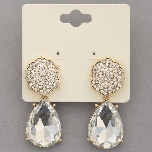 TEARDROP RHINESTONE DANGLE EARRING