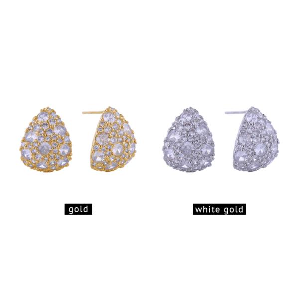 14K GOLD/WHITE GOLD DIPPED MIX MATCH PAVE CZ POST EARRINGS