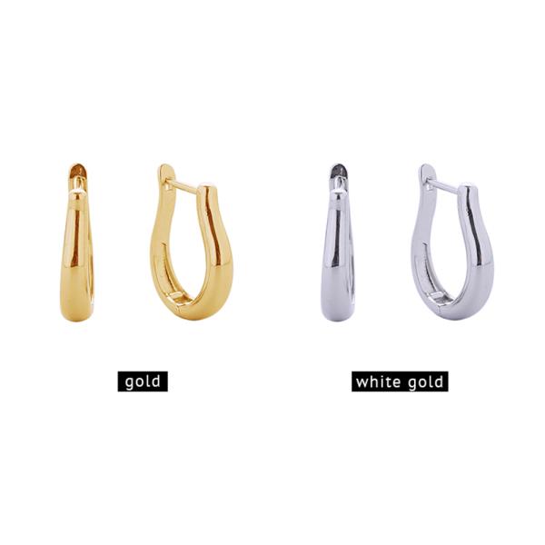 14K GOLD/WHITE GOLD DIPPED CURVY U HOOP EARRINGS