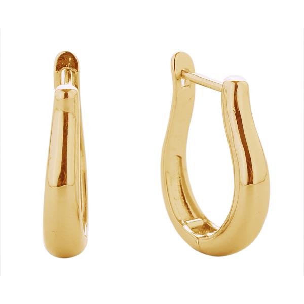 14K GOLD/WHITE GOLD DIPPED CURVY U HOOP EARRINGS