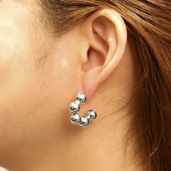 14K GOLD/WHITE GOLD DIPPED MULTI-BALL HOOP POST EARRINGS