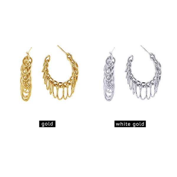 14K GOLD/WHITE GOLD DIPPED POST HOOP EARRING