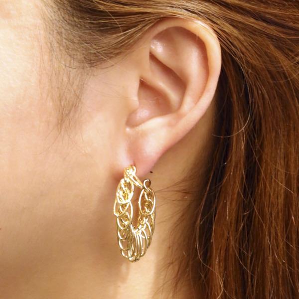 14K GOLD/WHITE GOLD DIPPED POST HOOP EARRING